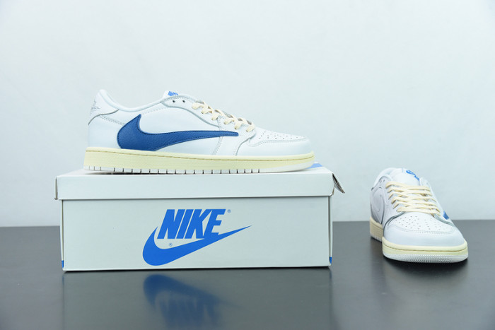 Travis Scott x Air Jordan 1 Low White Navy Blue CQ3277-100