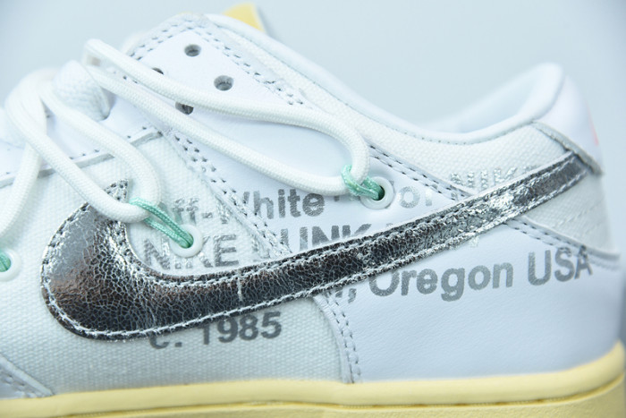 OFW Nike Dunk Low 01 Of 50 OW White Metallic Silver DM1602-127